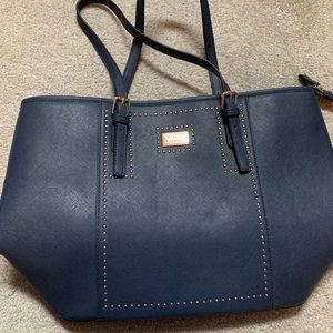 Large navy studded purse